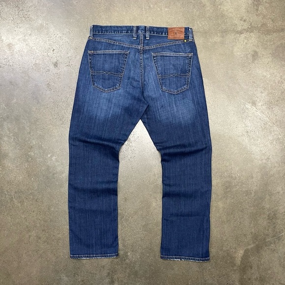 Lucky Brand 221 Original Boot Jeans 36x32 Dark Wash Bootcut Distressed - Picture 1 of 9